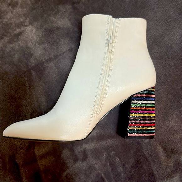 White Ankle Boot with Multicolor Heel - Picture 2 of 5